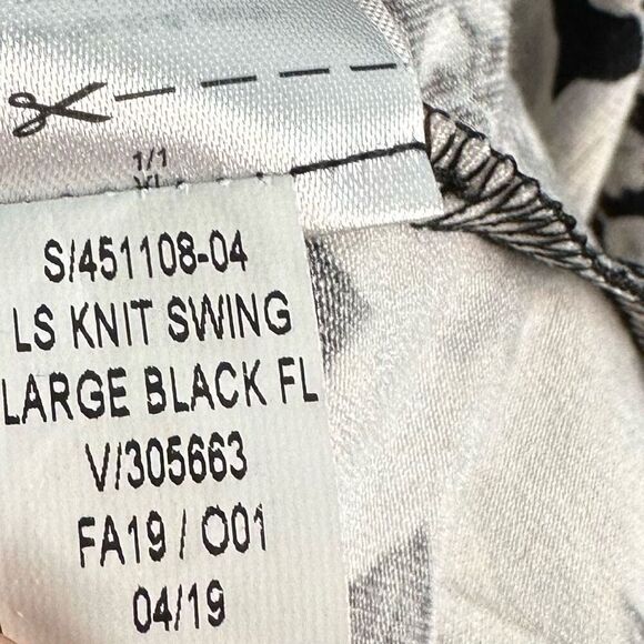 Old Navy Womens Black Floral Longsleeve Knit Swing Dress XL Modern Boho Chic - Picture 10 of 10